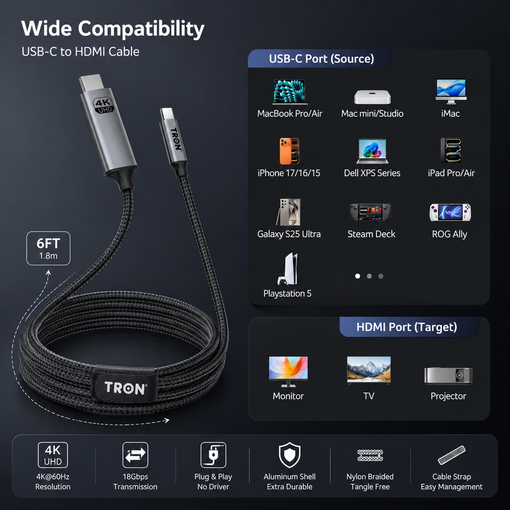 Wide compatibility with MacBook, iPad, Galaxy, Steam Deck, PlayStation and more