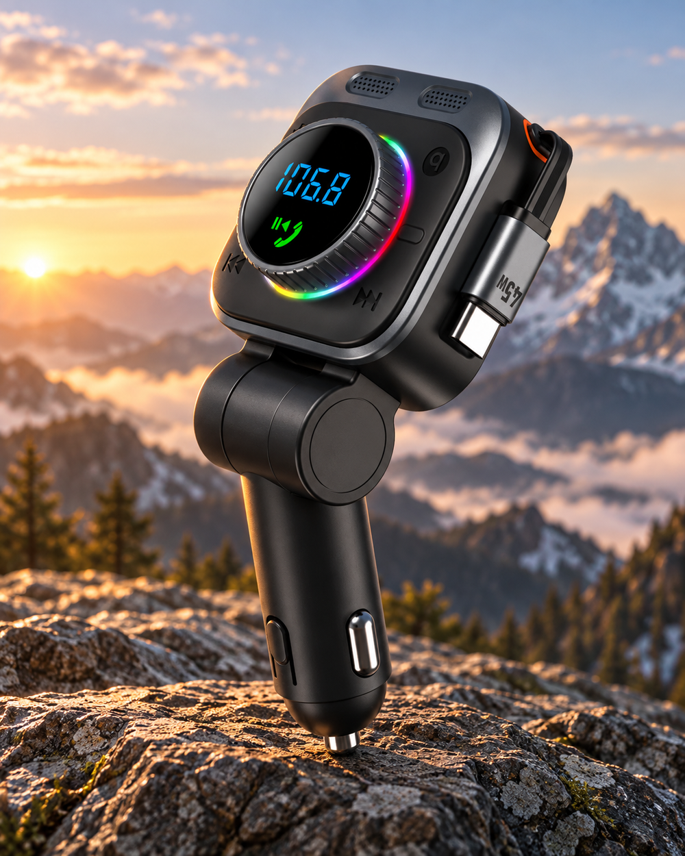 TRON TR128 72W Bluetooth FM transmitter and car charger