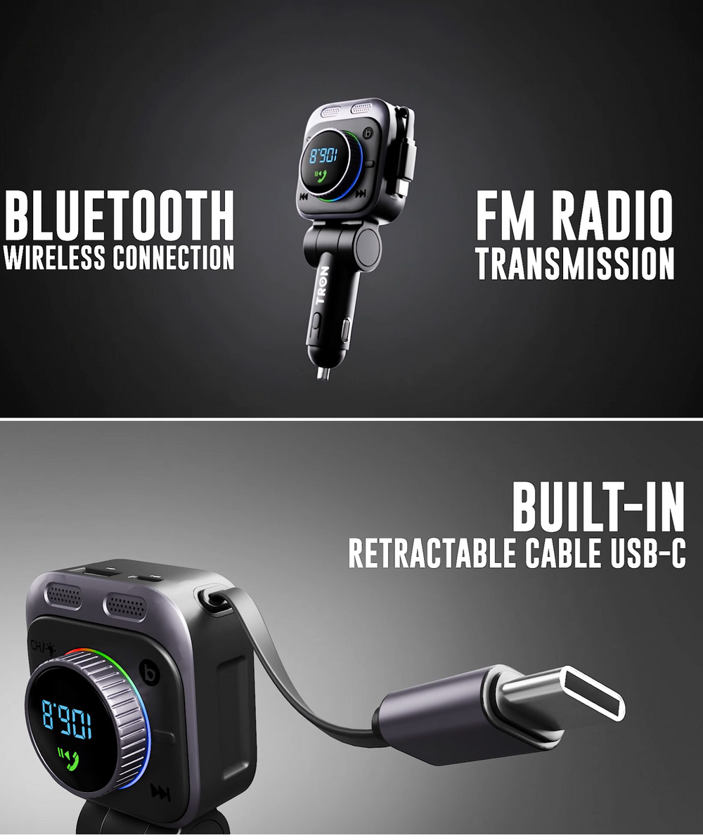 75 cm retractable cable reaching the centre console