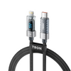 Grey braided USB-C to Lightning cable, full length