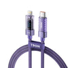 Purple braided USB-C to Lightning cable, full length