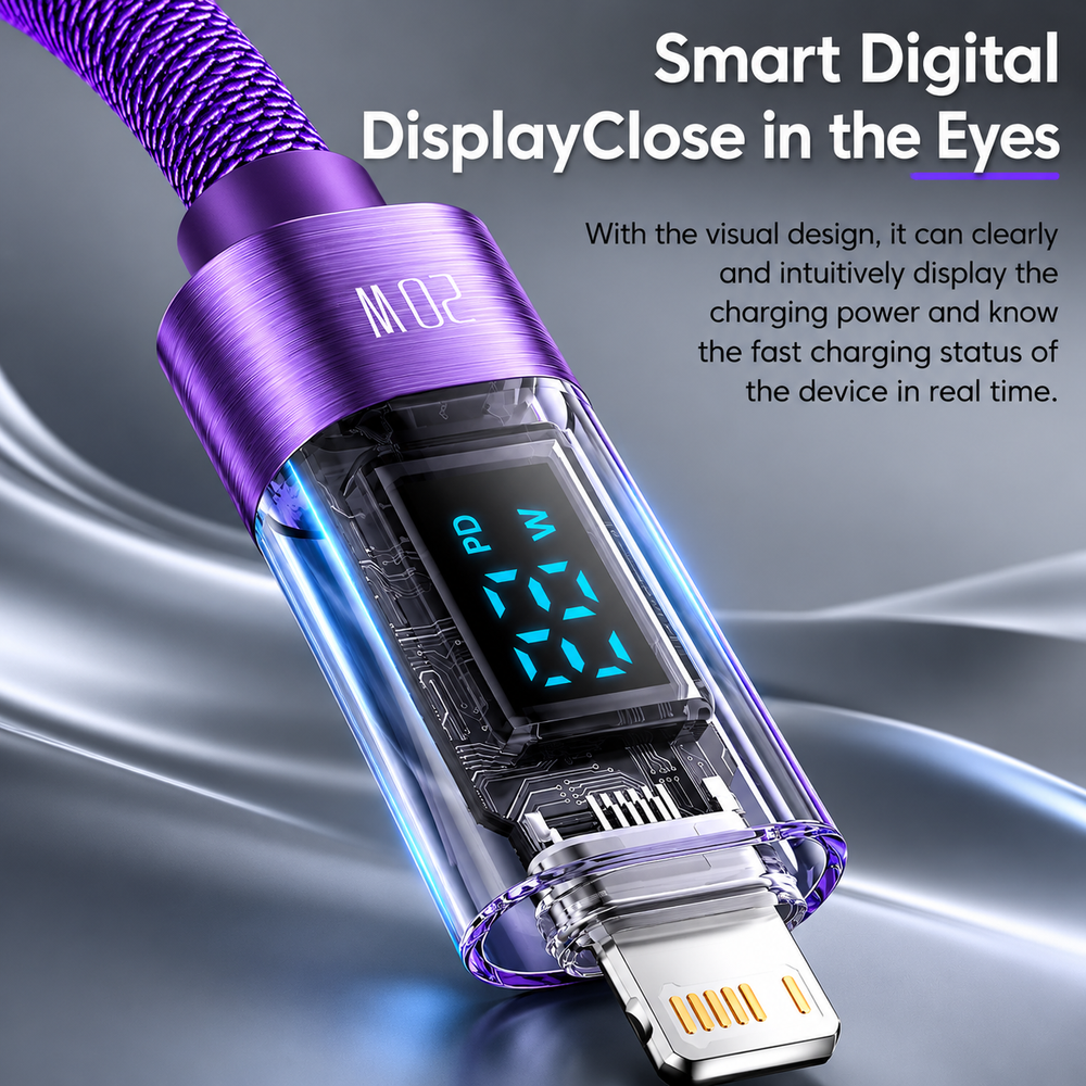 Smart digital display shows charging power in real time